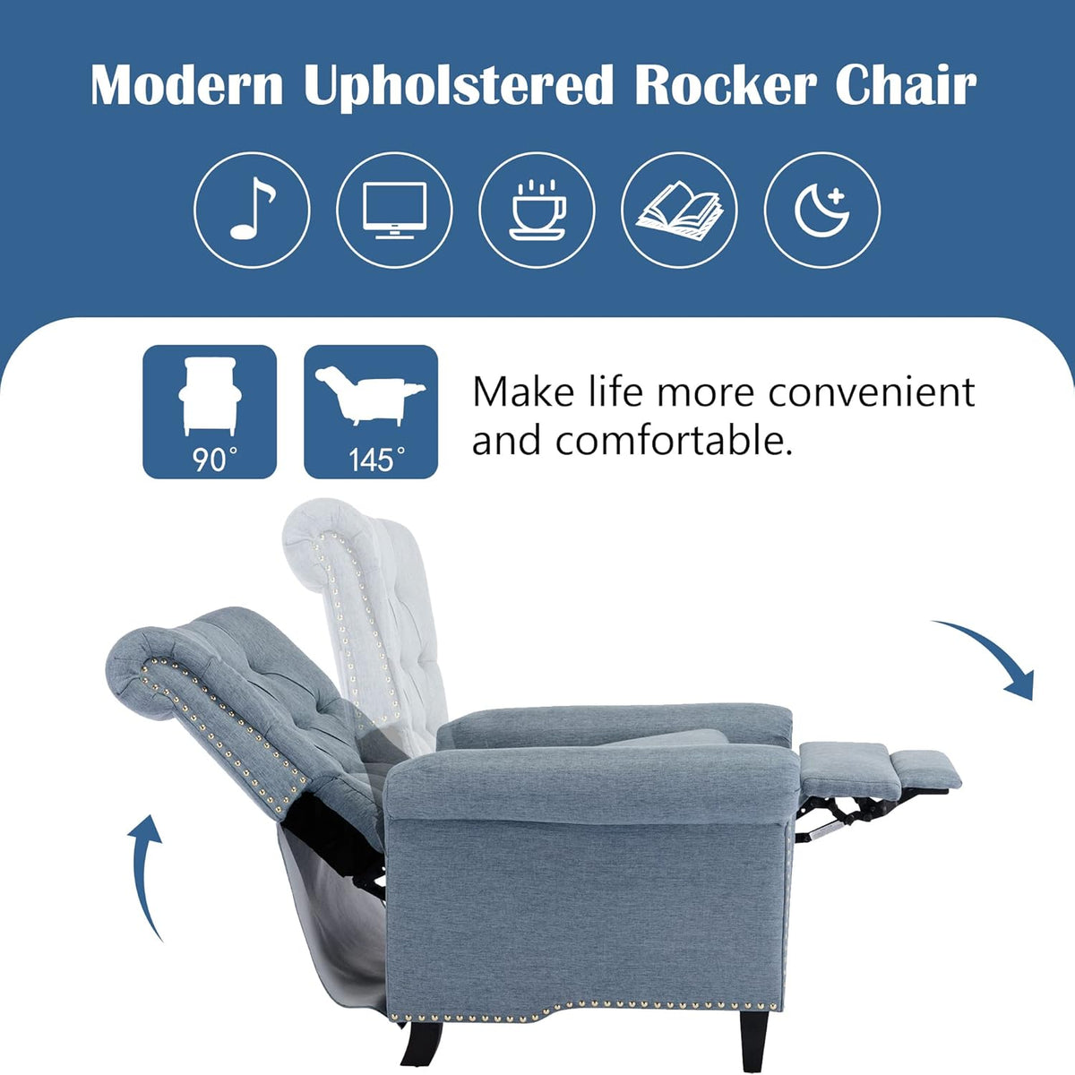 Linen Tufted Push Back Recliner Armchair D55089