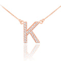 14K Rose Gold Diamond Initial Necklace, 22" T432