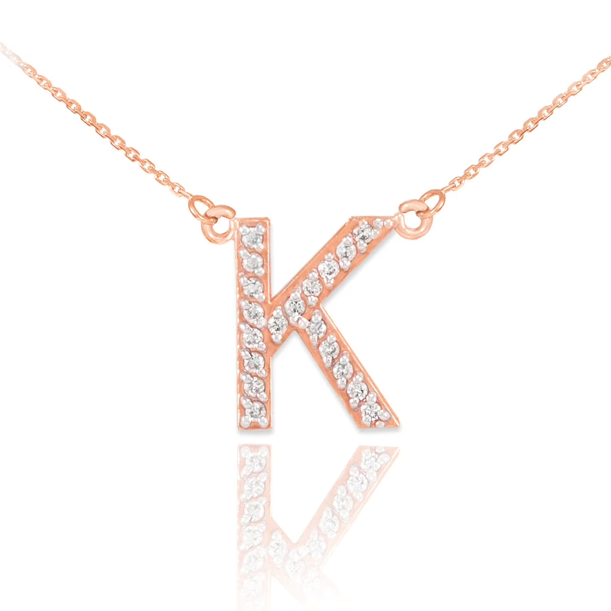 14K Rose Gold Diamond Initial Necklace, 22" T432