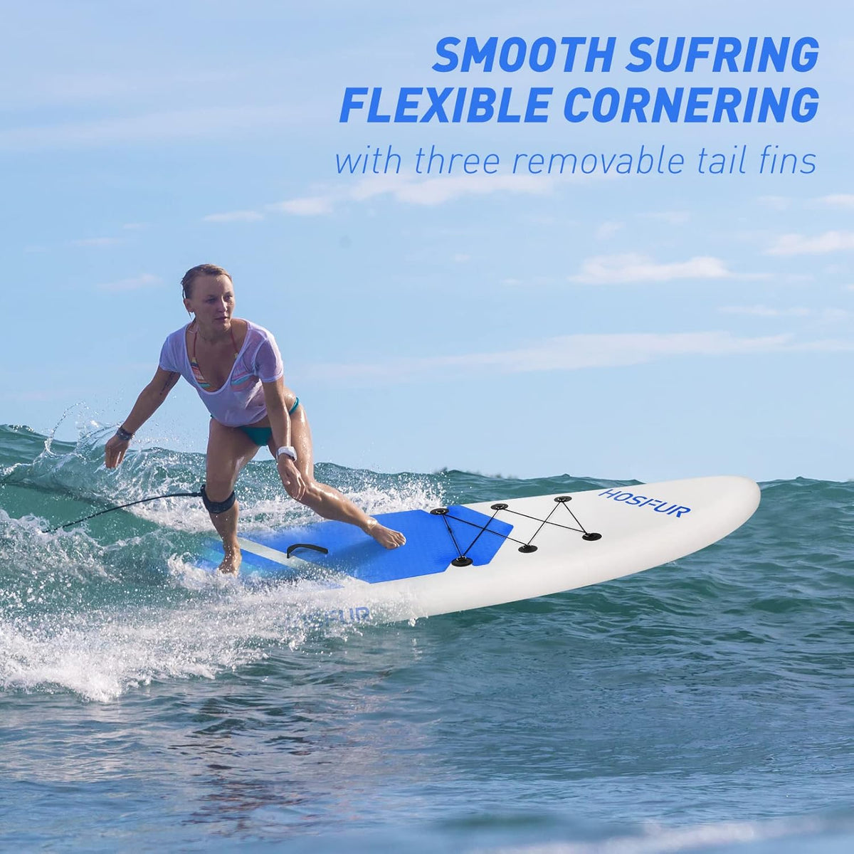 Blue Inflatable Stand Up Paddle Board with Backpack E94623