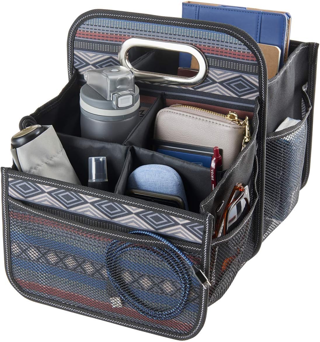 Black Car Seat Organizer with Movable Dividers D138320