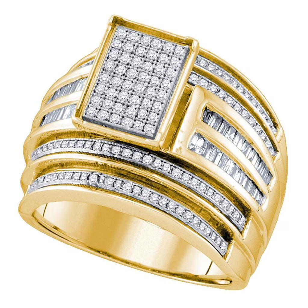 10k Yellow Gold Diamond Cluster Engagement Ring 7/8 Cttw X677