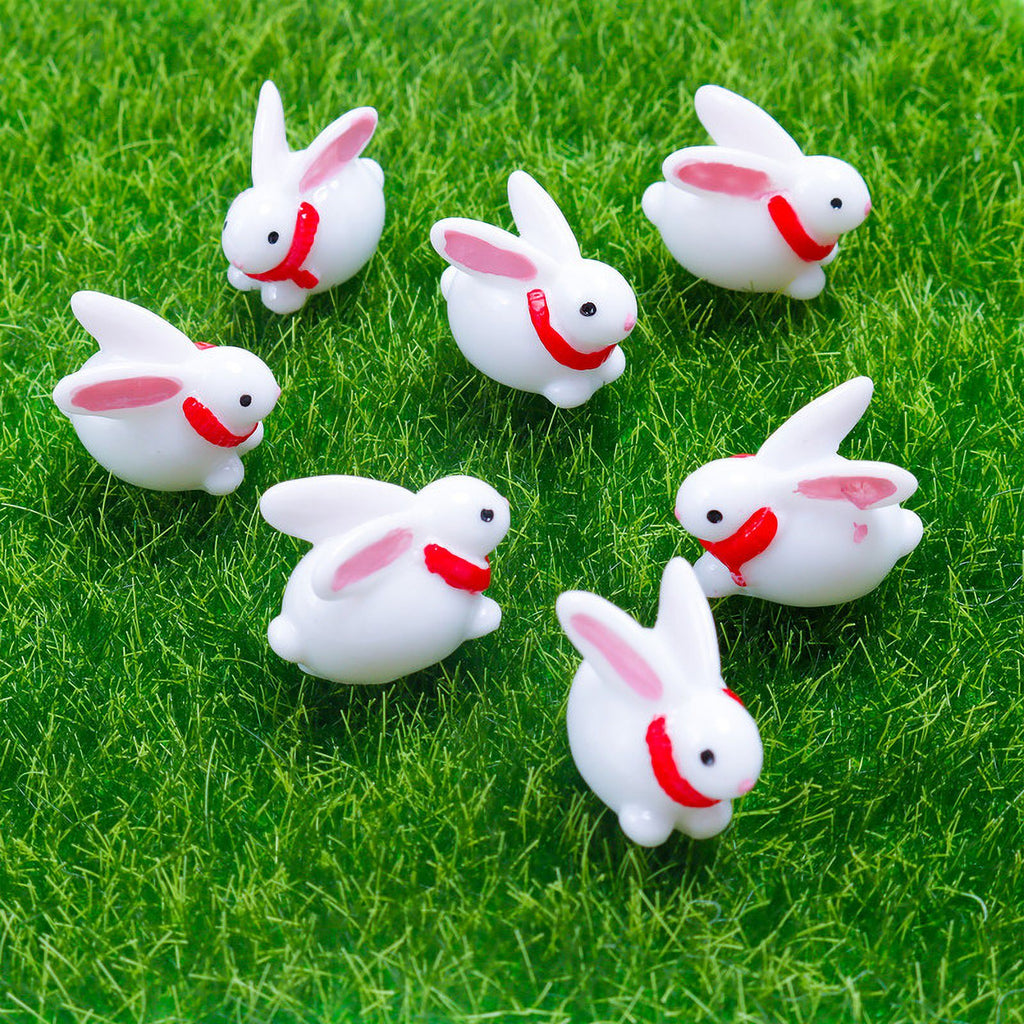40 Pcs Resin Rabbit Figurines with Red Scarf T5262