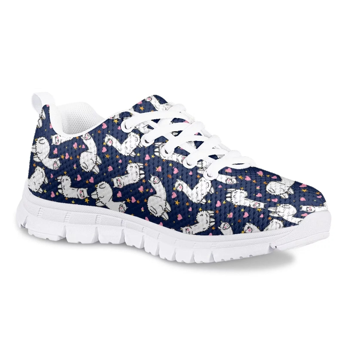 Sneakers for Girls Cartoon Alpaca Print Low Top Lace Up Size 11.5 C41493