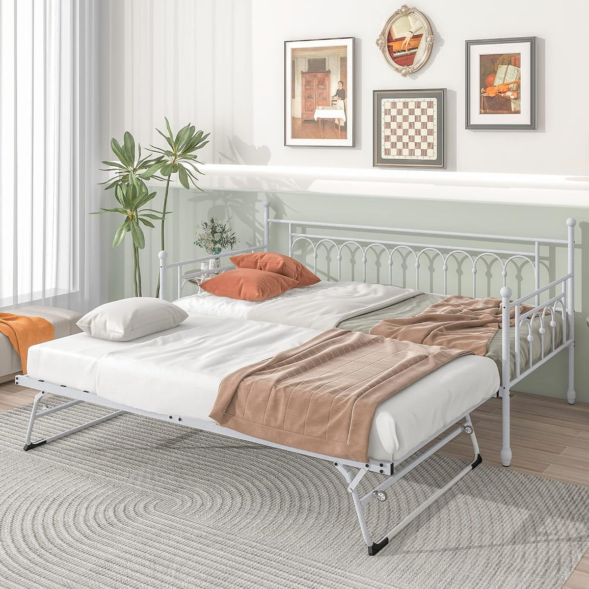Twin Metal Daybed with Pop Up Trundle F5589