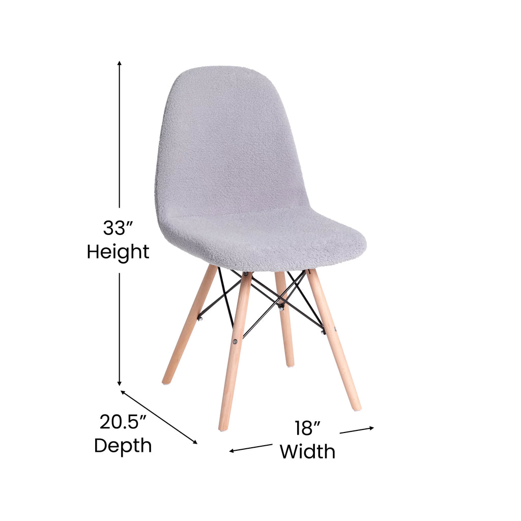Set of 2 Gray Faux Shearling Accent Chair N45291