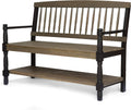 Gray and Black Acacia Wood Bench with Shelf T631201