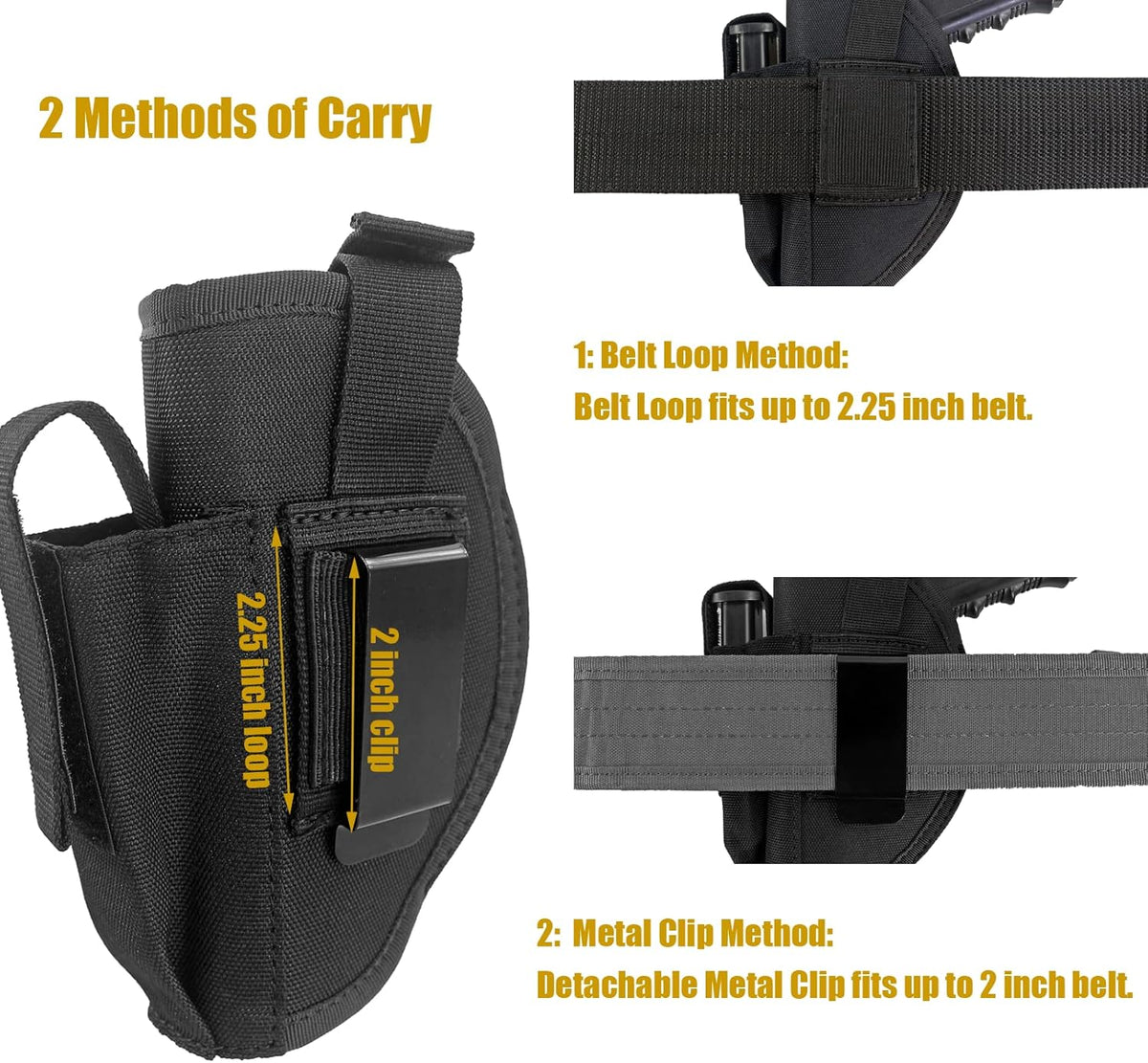 Black Tactical Belt Holster with Mag Pouch and Metal Clip X773