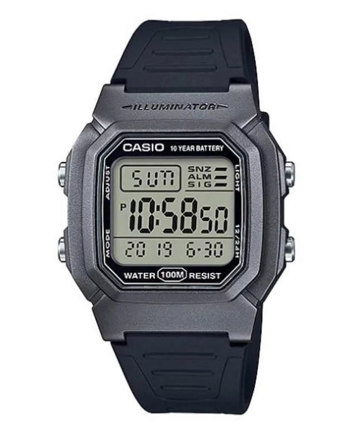 Silver Black Dual Time Digital Watch F534