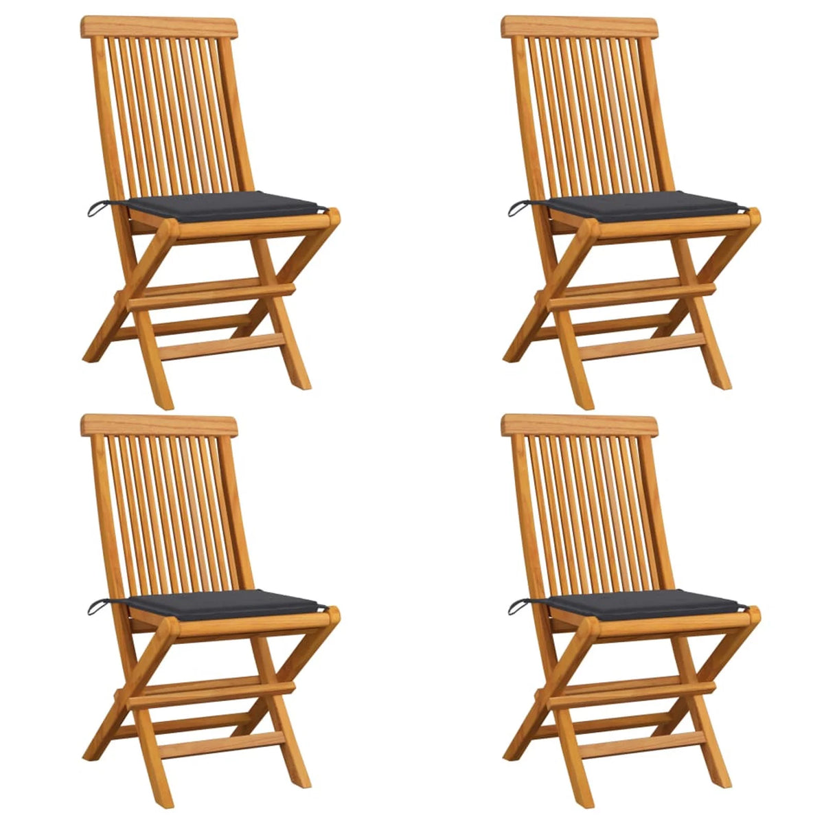 Patio Chairs with Anthracite Cushions 4 pcs Solid Teak Wood R32431