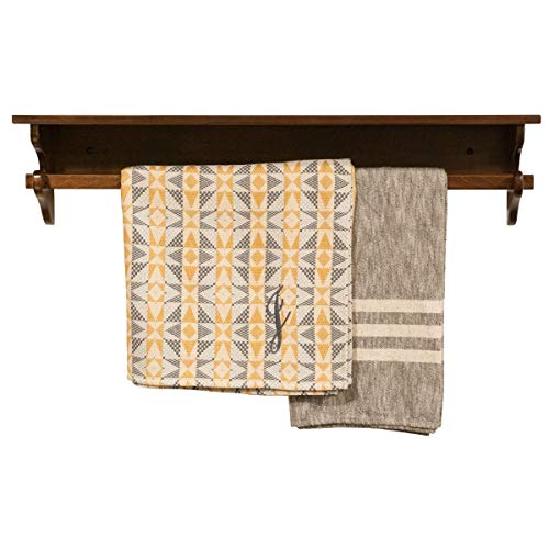 Mounted Quilt Rack with Shelf – Quilt Wall Hangers with Display Shelf – Rustic Quilt Wall Hangers (Oak Wood, 48” L) I761