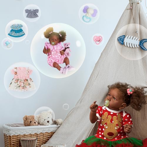 22 Inch Lifelike Soft Body Realistic African American Baby Dolls with Feeding Kit U589250