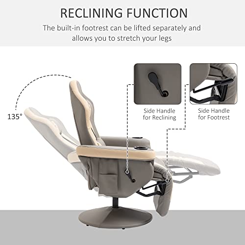 Manual Recliner Armchair PU Leather with Adjustable Leg Rest R344