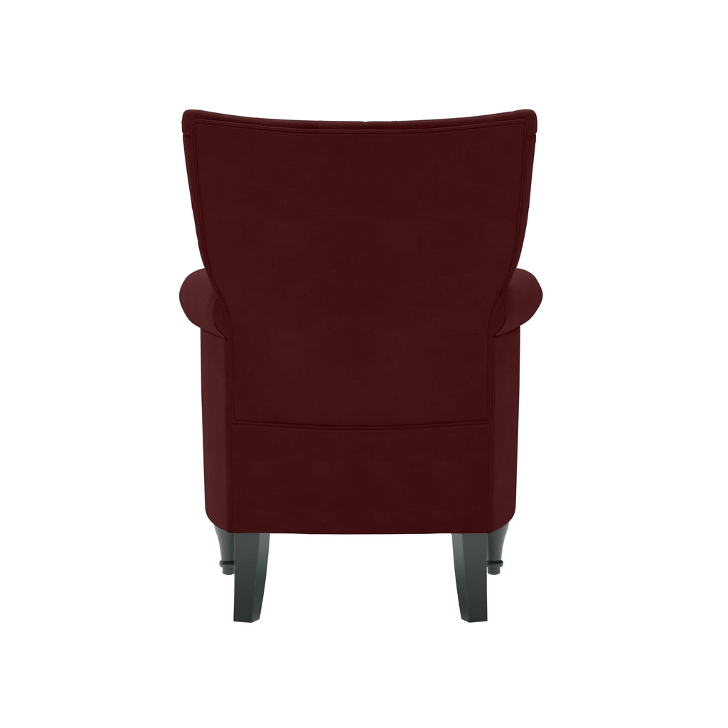 Button-Tufted Rolled Armchair and Ottoman - Ruby Red Z241635