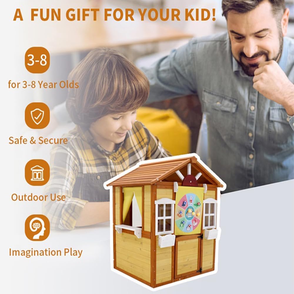 Wooden Playhouse with Working Door and Windows B558617