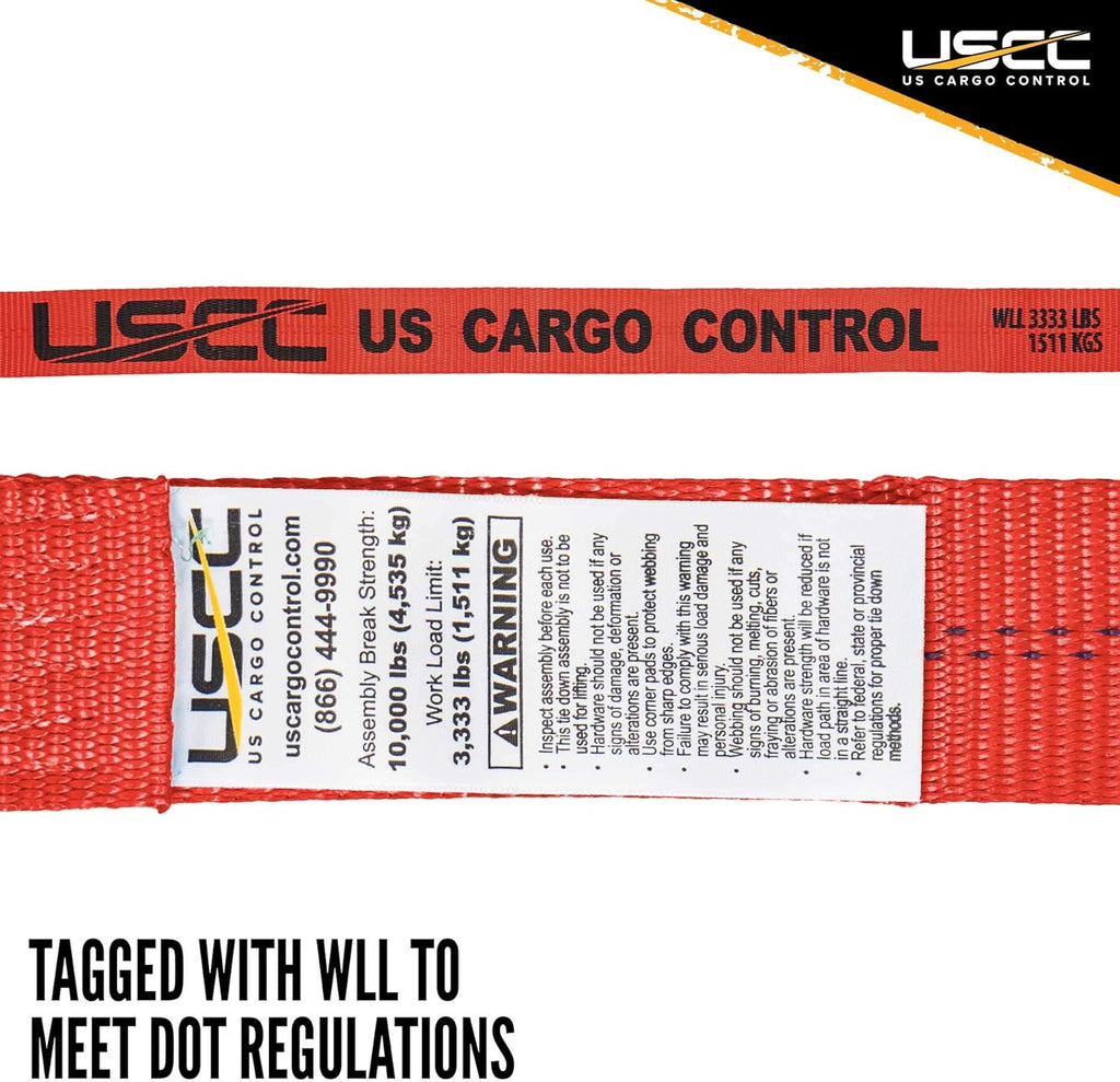 2 Inch x 27 Foot Red Ratchet Straps with Double J Hooks, 4 Pack A24937