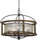4 Light Wood Metal Chandelier P858226