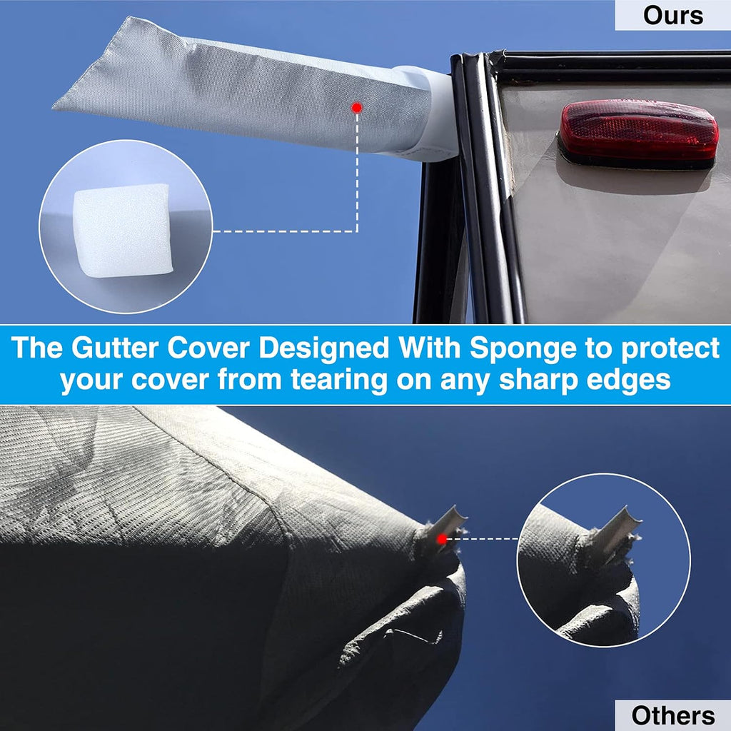 Rip-Stop RV Cover Waterproof Camper Cover with Gutter Covers Q633963