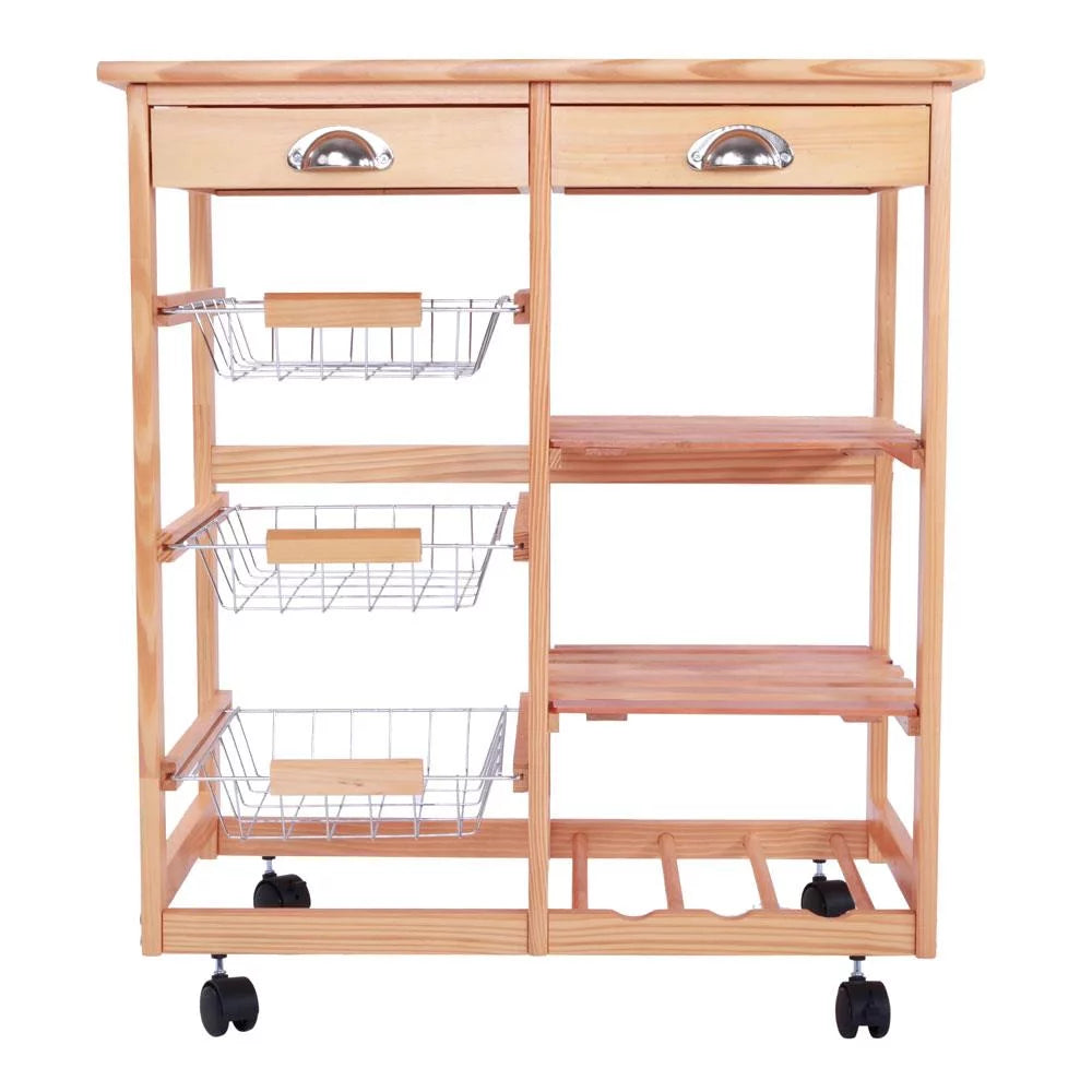 Rolling Wood Kitchen Cart with Drawers B171948