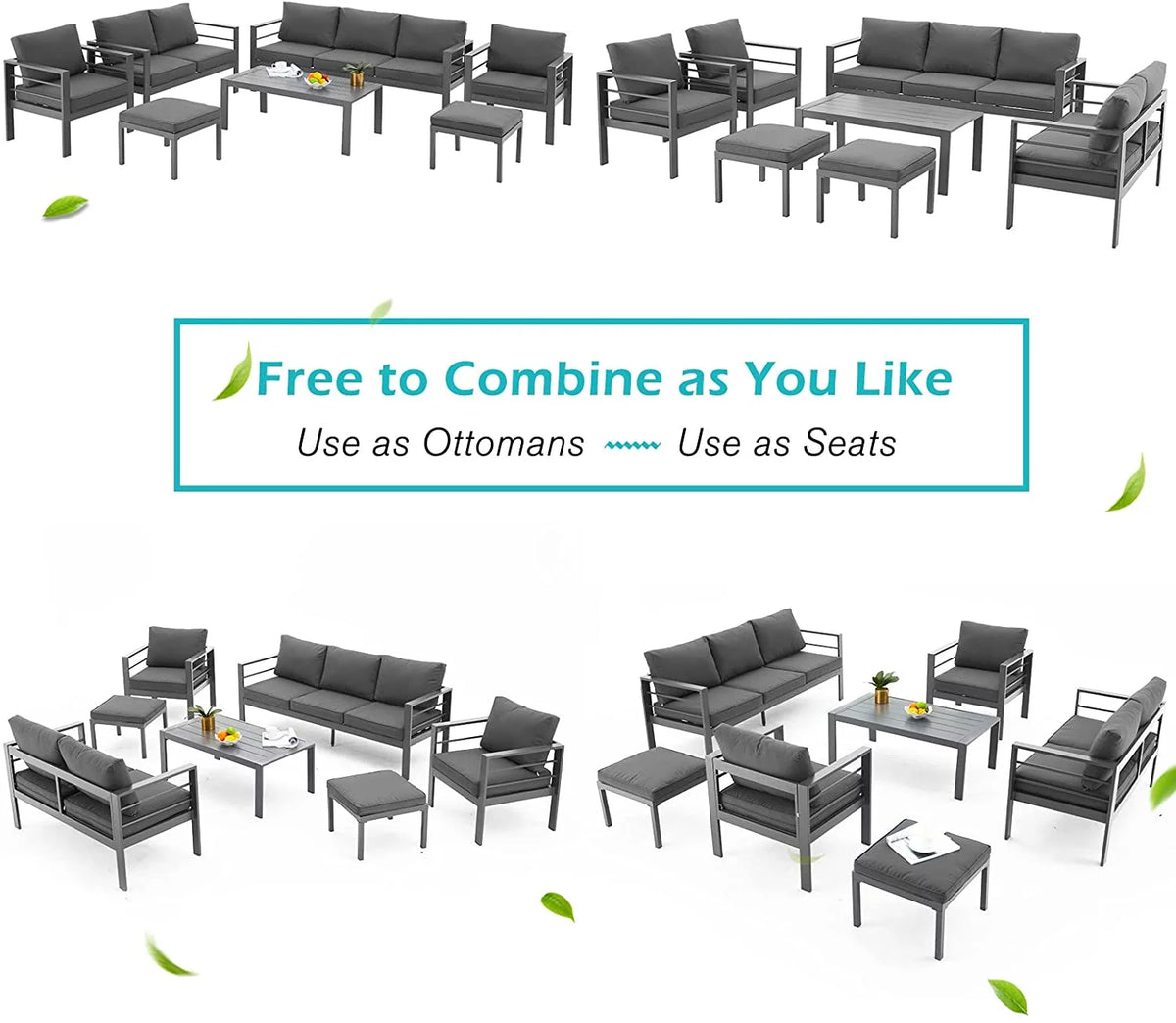7 Pieces Aluminum Sectional Sofa Set F59218