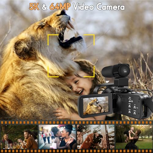 5K Video Camera 64MP Camcorder 18X Zoom WiFi Digital Camera U58388