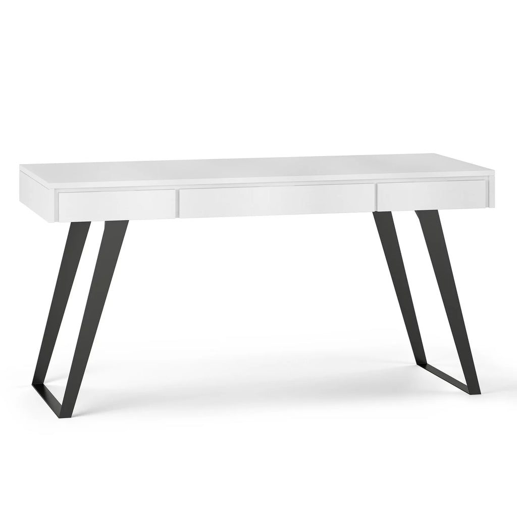 Distressed White Wood Desk with Keyboard Tray W1454