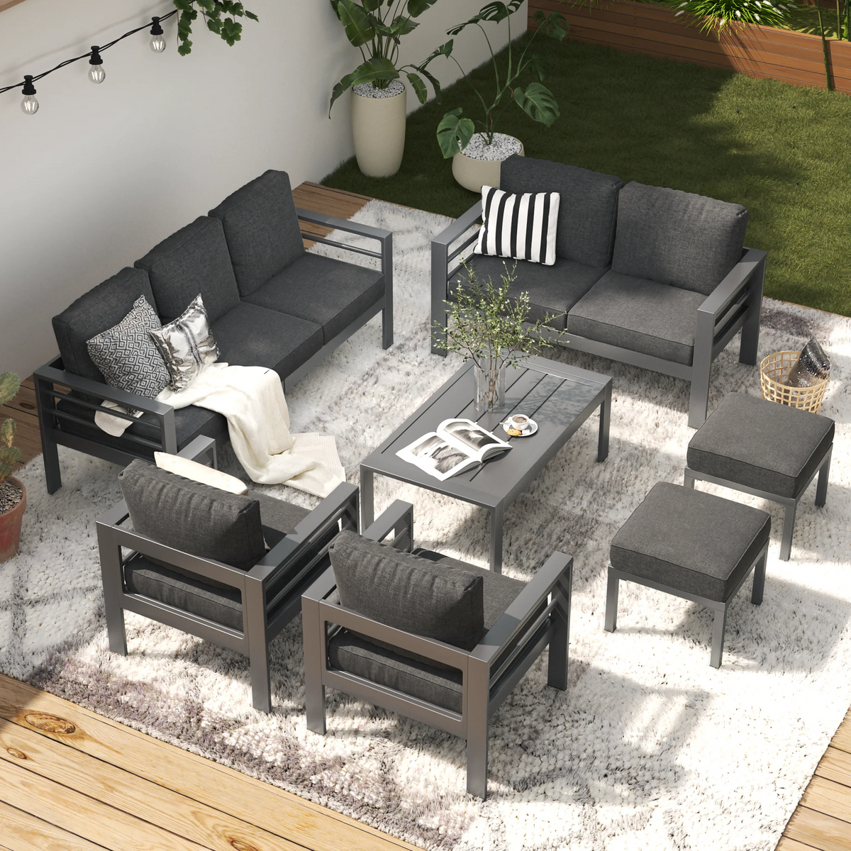 7 Pieces Aluminum Sectional Sofa Set F59218