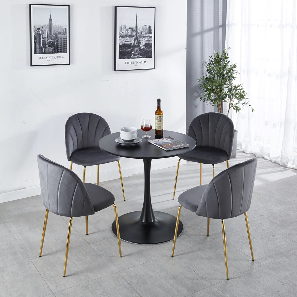 Black Round Wood Dining Table B102341