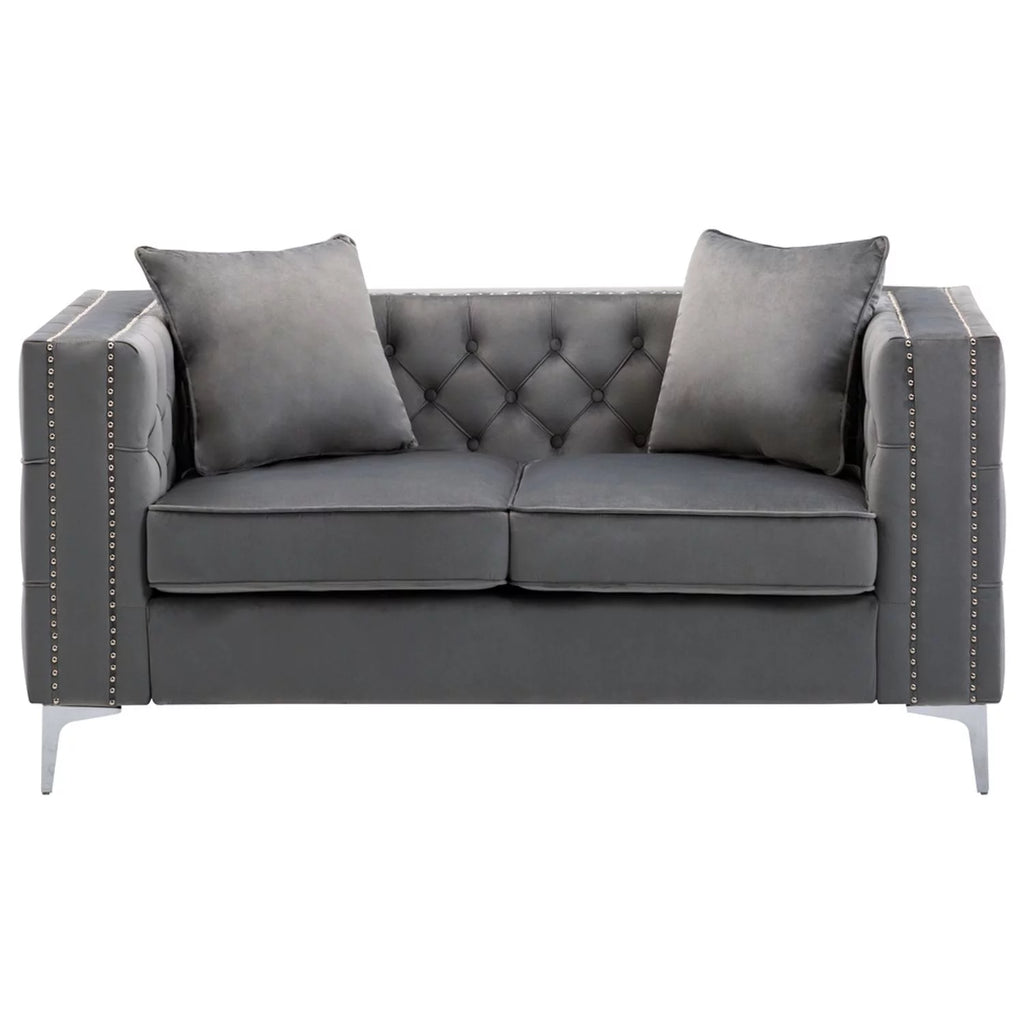 Gray Velvet Loveseat E707040