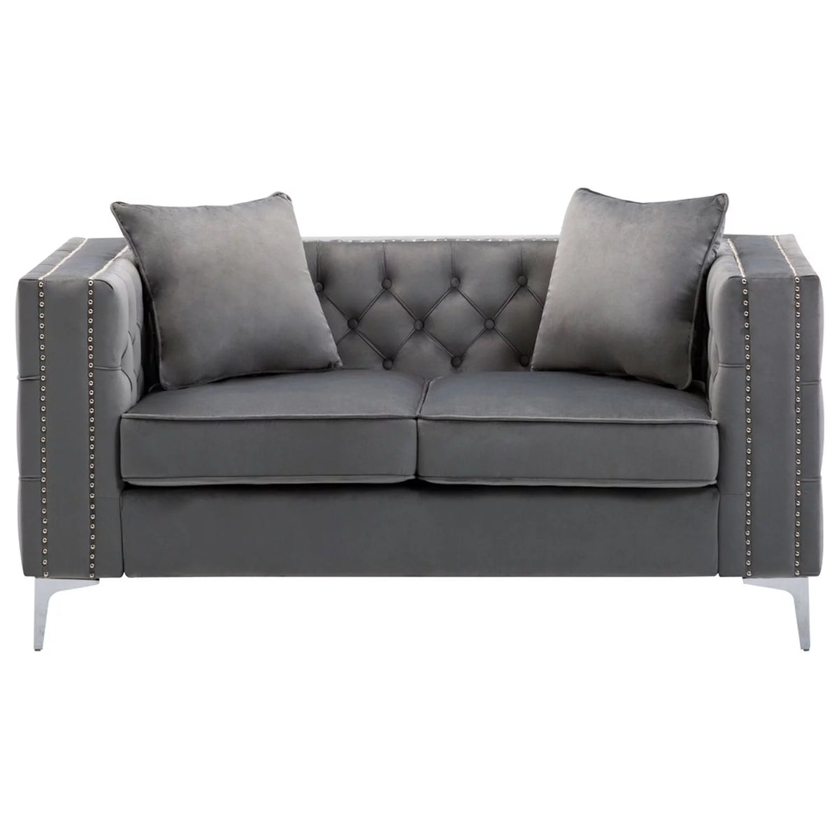 Gray Velvet Loveseat E707040