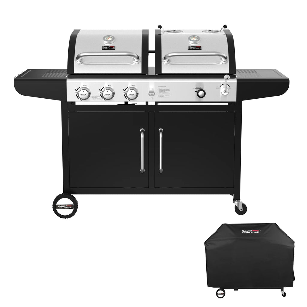 3-Burner Dual Fuel Gas and Charcoal Grill Combo with Cover M81806