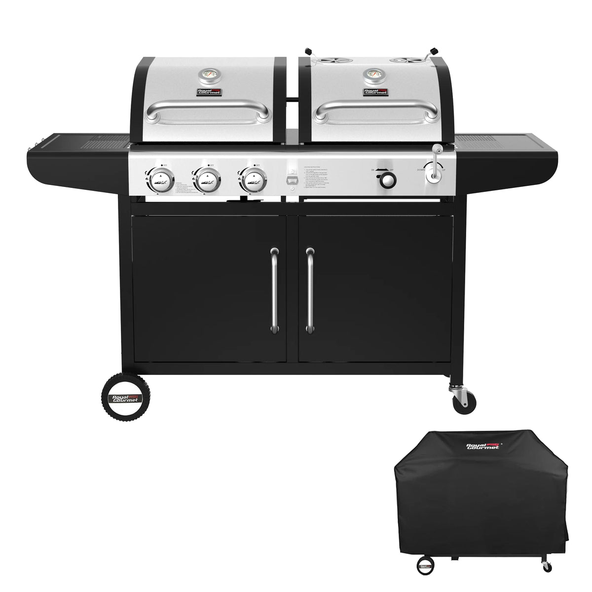 3-Burner Dual Fuel Gas and Charcoal Grill Combo with Cover M81806
