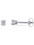 14K White Gold Diamond Solitaire Stud Earrings R9549