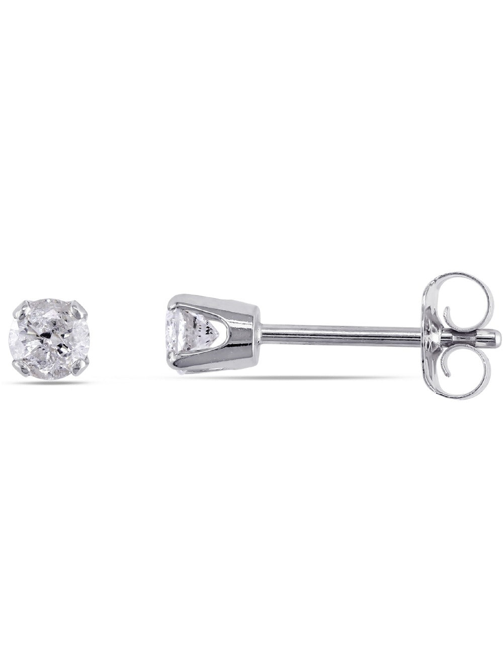 14K White Gold Diamond Solitaire Stud Earrings R9549
