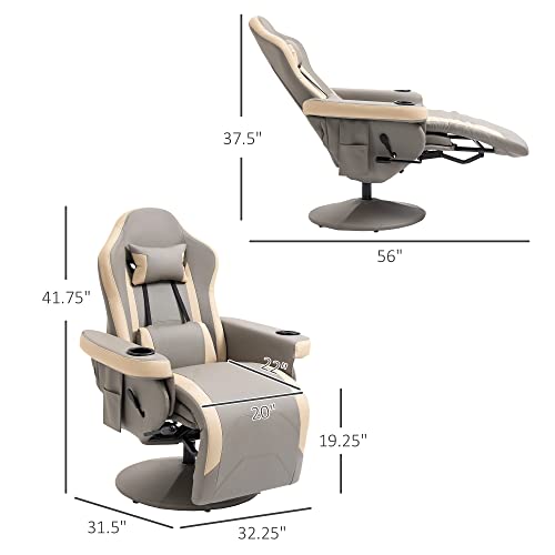 Manual Recliner Armchair PU Leather with Adjustable Leg Rest R344