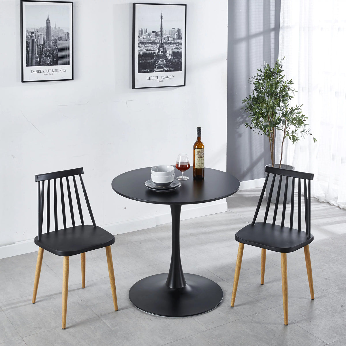 Black Round Wood Dining Table B102341