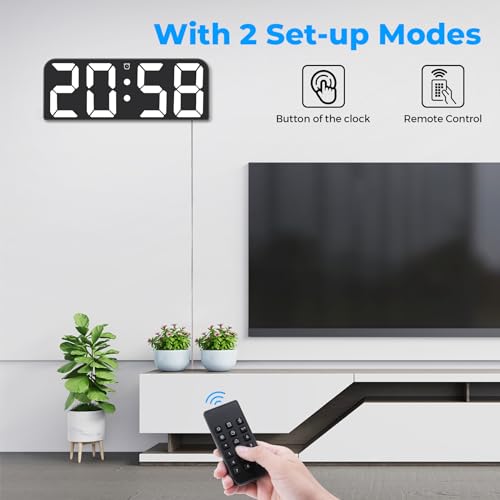 9.6" LED Digital Wall Clock with Remote Control - Red T7596