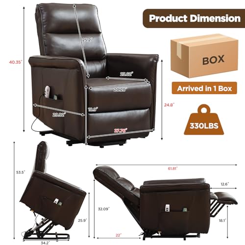 Beige Power Lift Recliner with Vibration and Lumbar Heat I6000