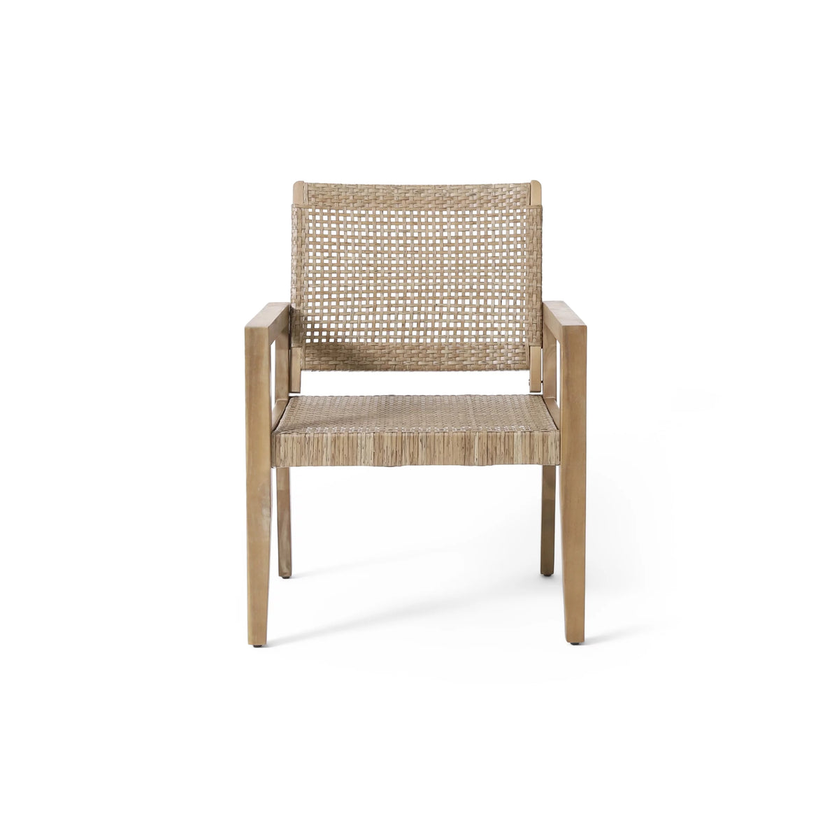 Wicker and Acacia Wood Outdoor Club Chairs, Set of 2 O971