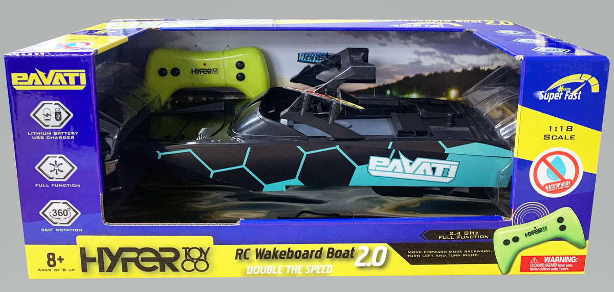 1:18 Electric Blue and Black Remote Control Wakeboard Boat S7349