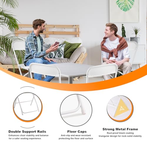 10 Pack White Plastic Folding Chairs 400lbs Capacity F904