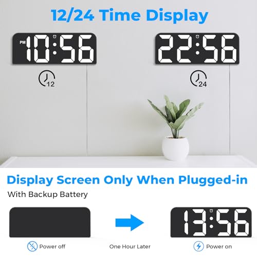 9.6" LED Digital Wall Clock with Remote Control - Red T7596