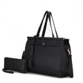 Black Vegan Leather Satchel Handbag & Wallet 2-Piece Set A9509