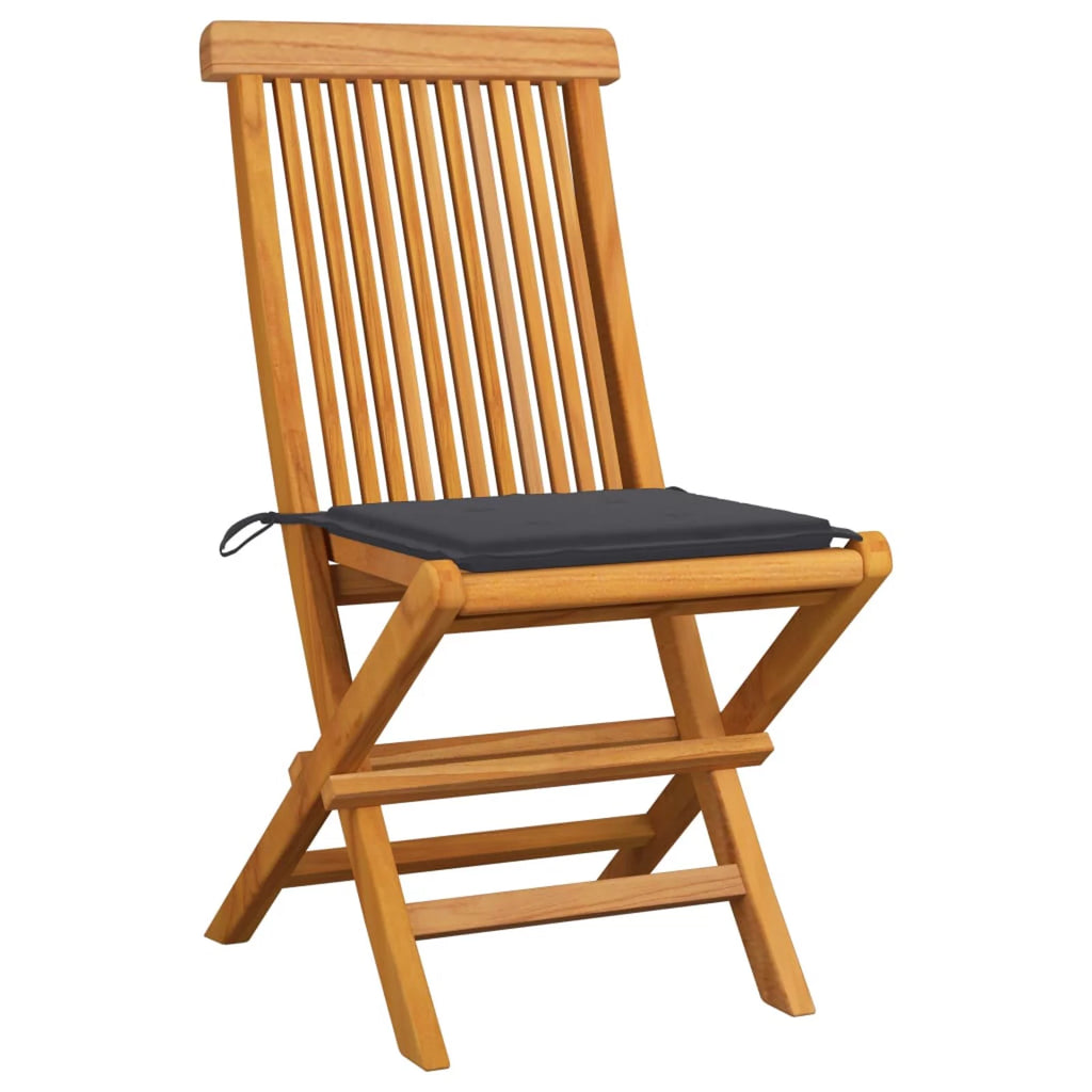 Patio Chairs with Anthracite Cushions 4 pcs Solid Teak Wood R32431