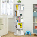 5 Tier 360° Rotating White Wood Bookshelf S385