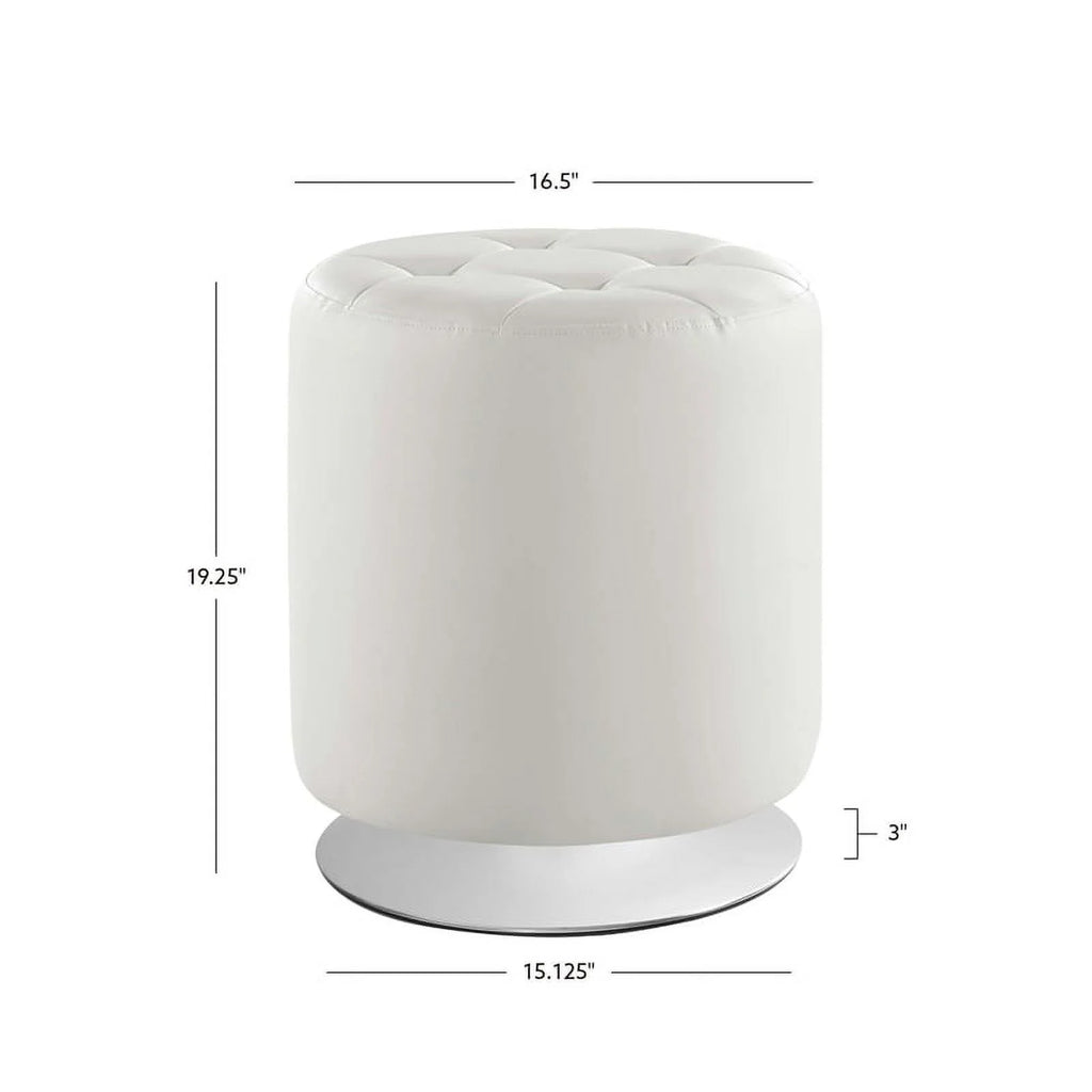 White Faux Leather Round Swivel Ottoman O459
