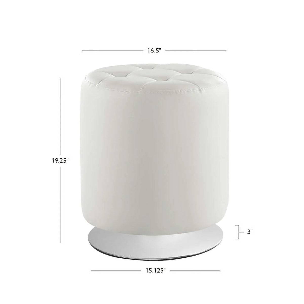 White Faux Leather Round Swivel Ottoman O459