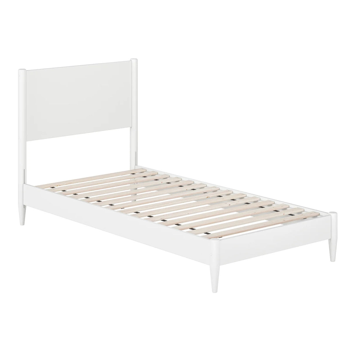 Twin XL Wood Low Profile Platform Bed in White O1047