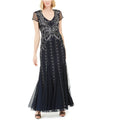 Beaded Gown Dress, Blue, 16 Q406567