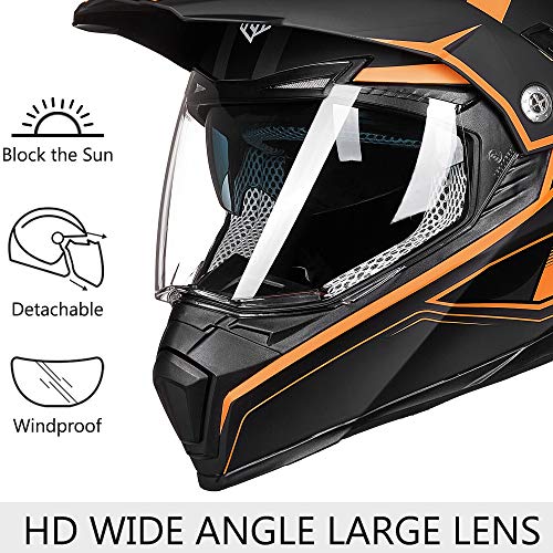 Dual Sport Full Face Motorcycle Helmet with Sun Visor T97721